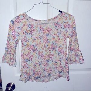 Lightweight 3/4 Sleeve Mudd Floral Printed Blouse